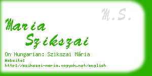 maria szikszai business card